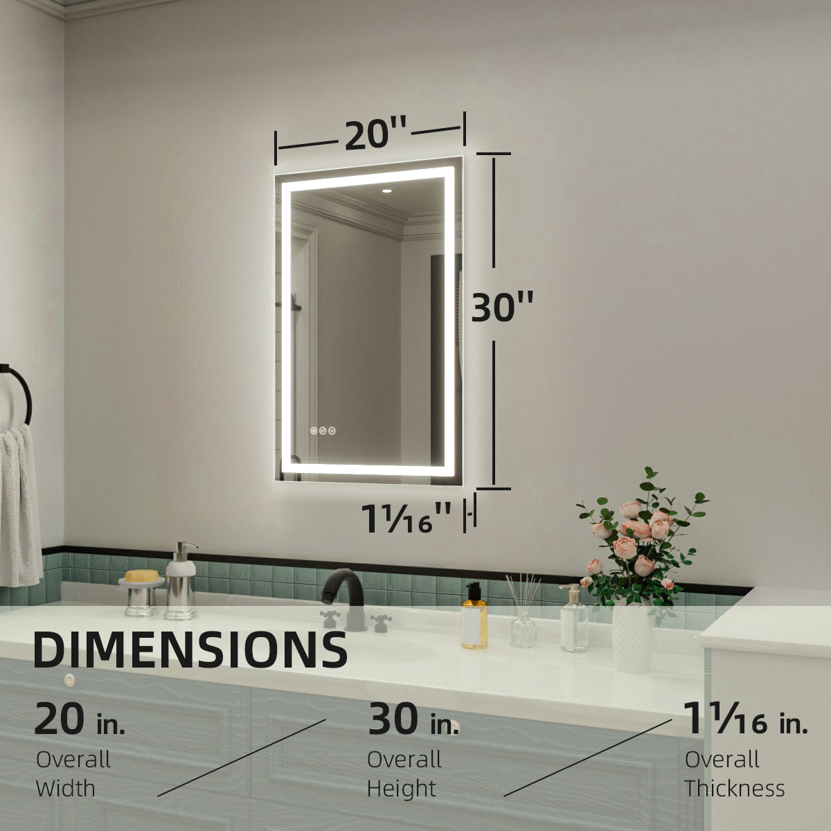 Nivorix NRMD Series Rectangular Frameless LED Wall Bathroom Vanity Mirror with Sleek Silver Finish 3_3c484eb0-18e1-4326-b470-42932e602fd9