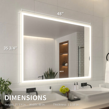 Niveal LMO Series Rectangular Frameless LED Wall Bathroom Vanity Mirror