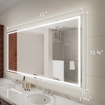 Niveal LMD Series Rectangular Frameless LED Wall Bathroom Vanity Mirror in Silver