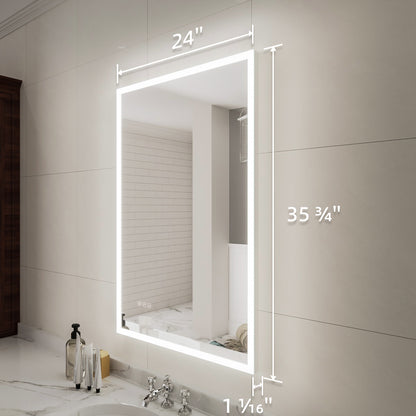 Niveal LMC Series Rectangular Frameless LED Wall Bathroom Vanity Mirror in Silver