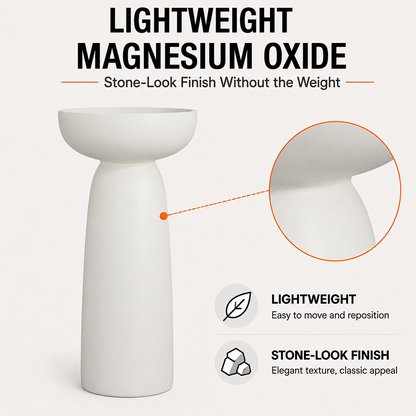 Sylva 28 in. Tall White Magnesium Oxide Pedestal Plant Stand