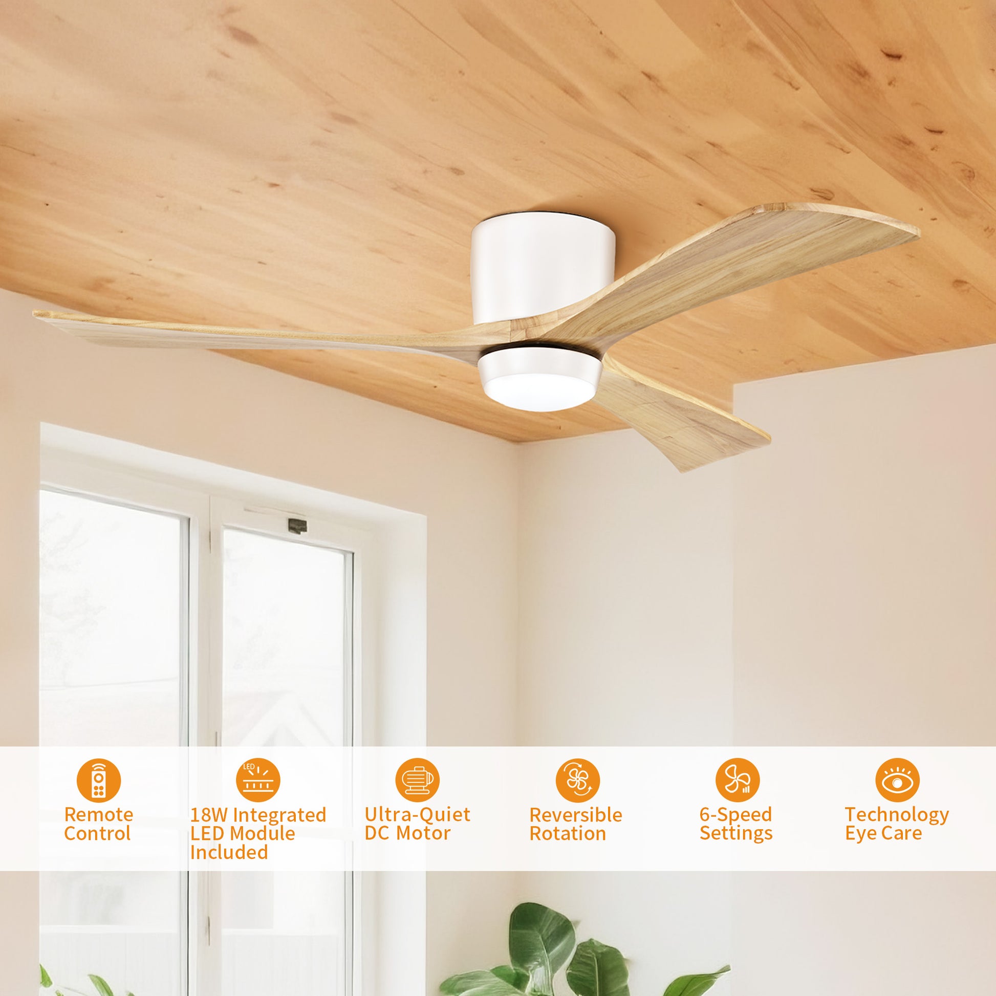 Taimei Stela 52 in. Flush Mount Standard Ceiling Fan with Dimmable LED with Remote Included DC Motor 3_478645d8-5b9d-4384-a58c-0175364a8d5e