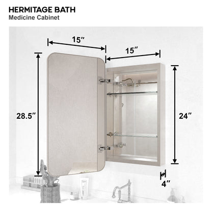 15 in. W. x 24 in. H Rectangular Framed Recessed/Surface Mount Medicine Cabinet with Mirror in Brushed Nickel
