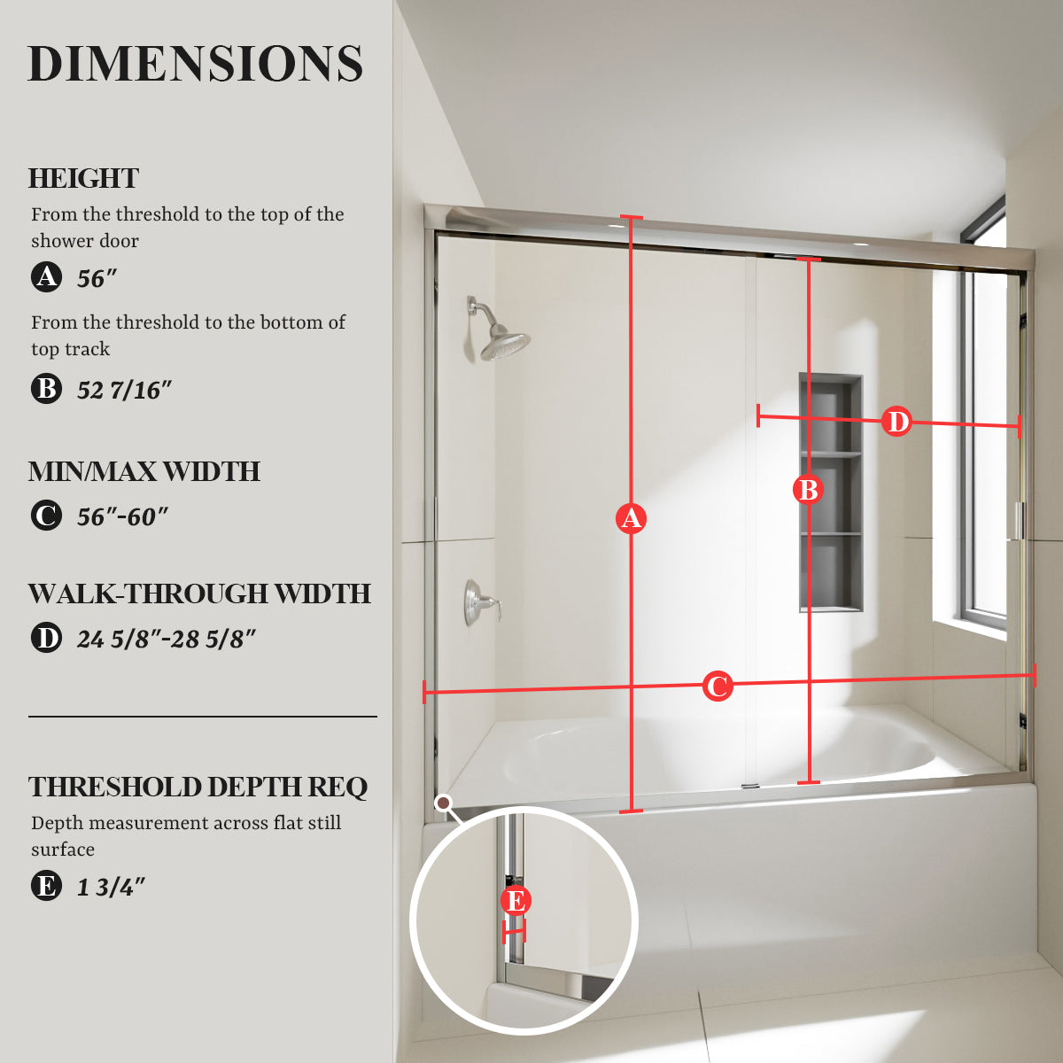 Nivorix Apex 60 in. W x 56 in. H Sliding Semi-Frameless Tub Door with Clear Glass 3_483820cb-9af1-4ee1-bfef-4d33a9dd3a64