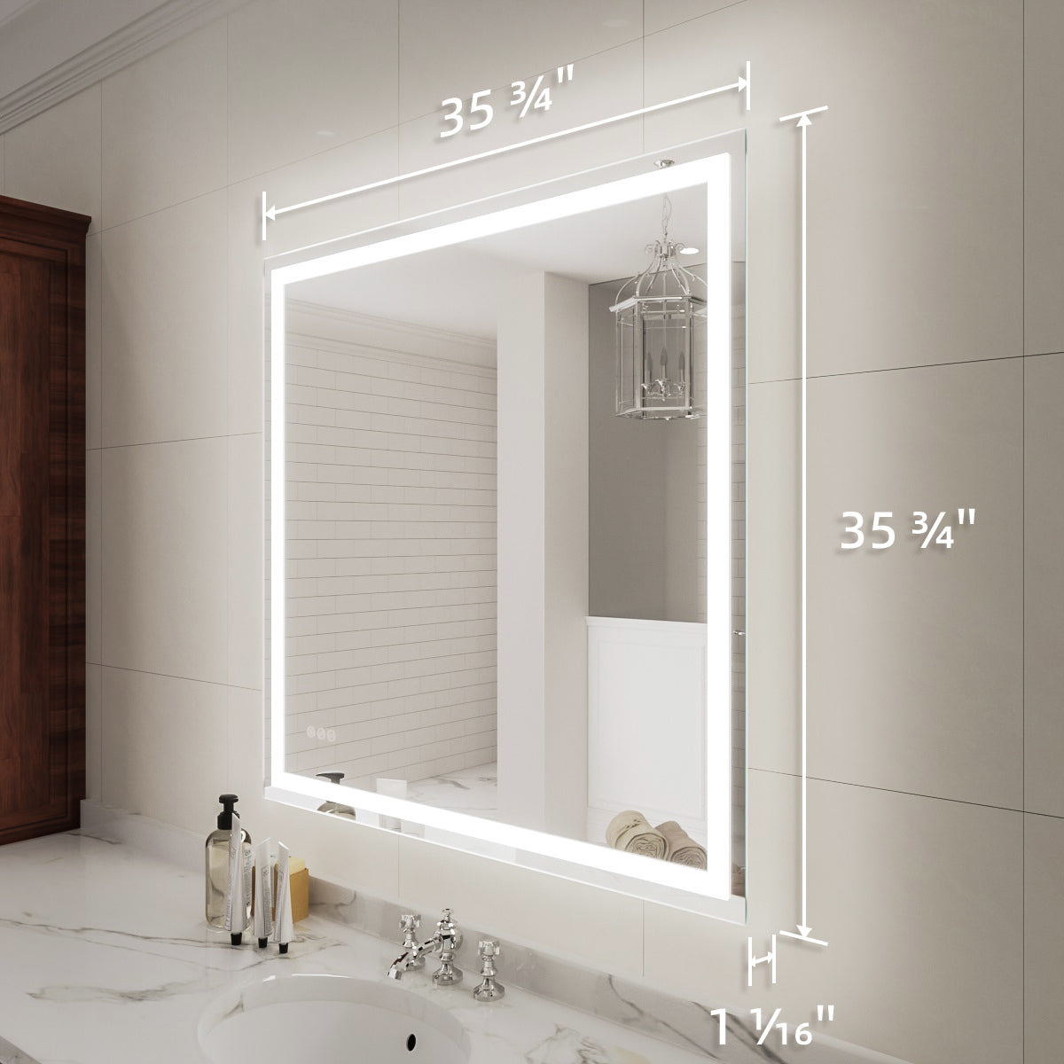 Niveal LMV Series Rectangular Frameless LED Wall Bathroom Vanity Mirror in Silver 3_515390d8-fa4f-4ec6-96aa-d20f0b1ad451