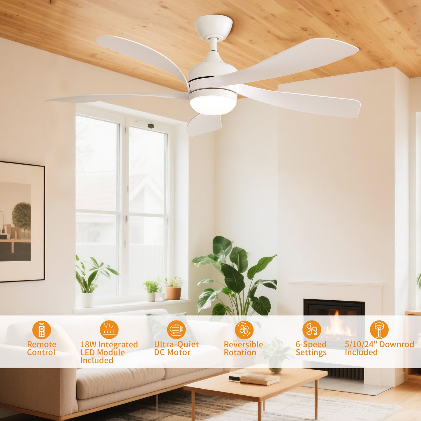 Taimei Sleek 52 in. Ceiling Fan - 5 Precision ABS Blades with Soft LED Light and Whisper-Quiet 6-Speed Remote Control 3_53c2d57b-7d6c-4dc9-b086-562b1c2e160d
