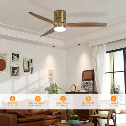 Taimei Ryme 52 in. Flush Mount Ceiling Fan with Light and Remote, DC Motor, Reversible 3_560b5625-942a-4544-afc5-f7ea1288ba69