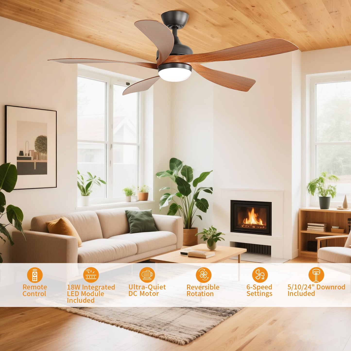 Taimei Sleek 52 in. Ceiling Fan - 5 Precision ABS Blades with Soft LED Light and Whisper-Quiet 6-Speed Remote Control 3_5c004f6f-de3c-447f-9324-a54d70630fc8