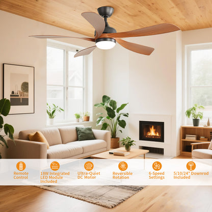 Taimei Sleek 52 in. Ceiling Fan - 5 Precision ABS Blades with Soft LED Light and Whisper-Quiet 6-Speed Remote Control 3_5c004f6f-de3c-447f-9324-a54d70630fc8
