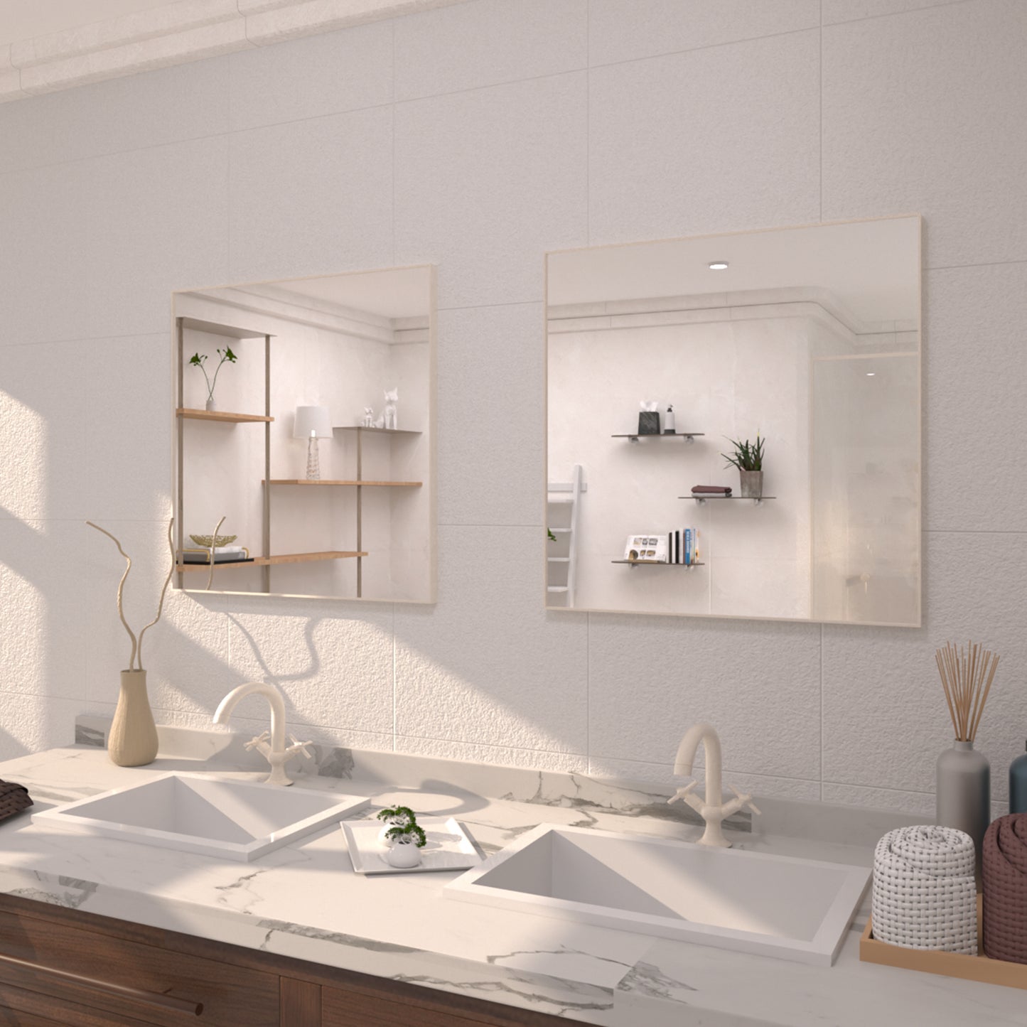 TaiMei 30 in. W x 30 in. H  Rectangular Framed Bathroom Vanity Mirror