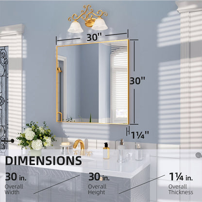 Nivorix NRZL Series Rectangular Framed Wall Bathroom Vanity Mirror in Brushed Nickel 3_66e703fe-b7e6-457a-bd50-ae32e606c06a