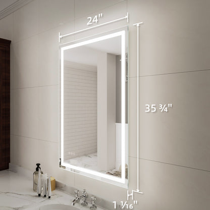 Niveal LMD Series Rectangular Frameless LED Wall Bathroom Vanity Mirror in Silver