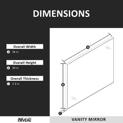Niveal SE Series Aura Rectangular Framed Wall Bathroom Vanity Mirror