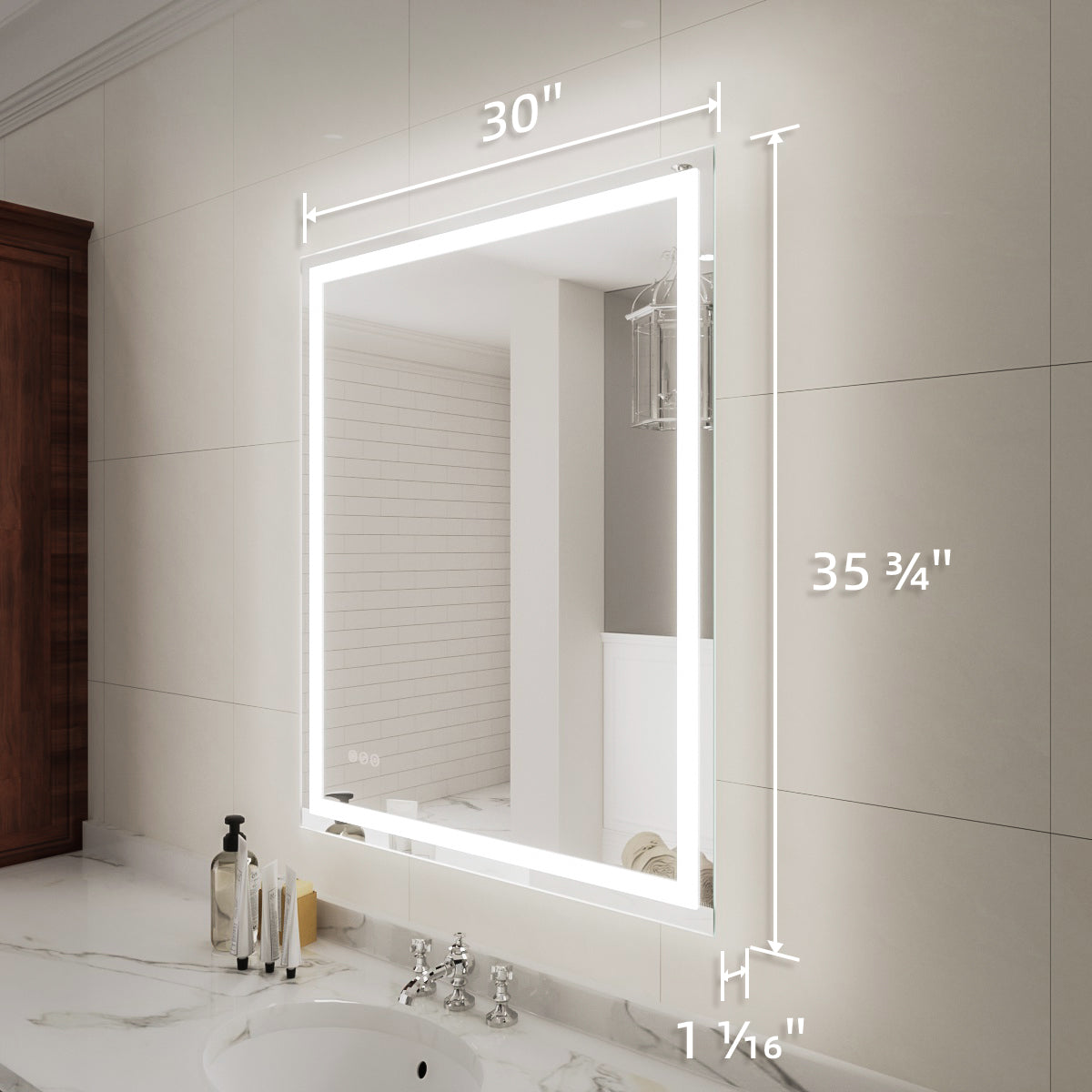 Niveal LMV Series Rectangular Frameless LED Wall Bathroom Vanity Mirror in Silver 3_7fcb7ace-a0c5-411f-ac59-fc1eba2cb424