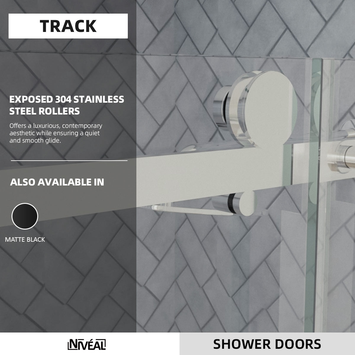 Niveal Vista 60 in. W x 76 in. H Sliding Semi-Frameless Shower Door with Clear Glass