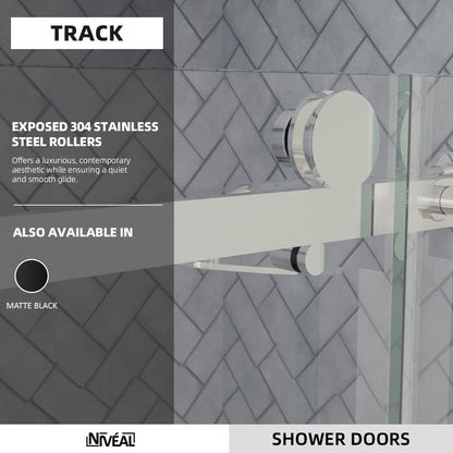 Niveal Vista 60 in. W x 76 in. H Sliding Semi-Frameless Shower Door with Clear Glass