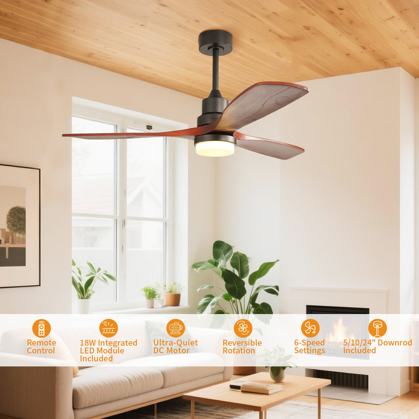 Taimei Nimis 52 in. Downrod Standard Ceiling Fan with Integrated LED with Remote Included DC Motor 3_8253b09e-0d23-4170-afd0-5d2572a37903