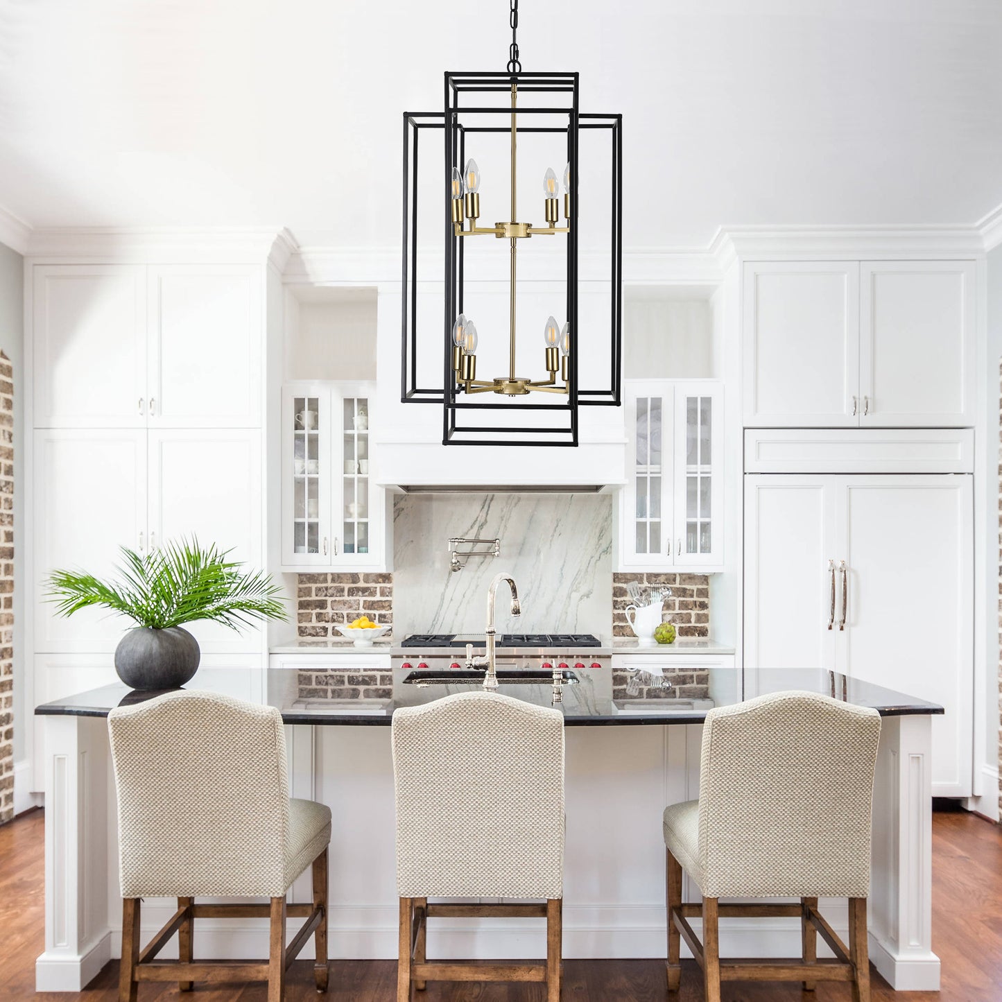 Taimei Astrale 18 in. Modern 8-Light Black Geometric Chandelier