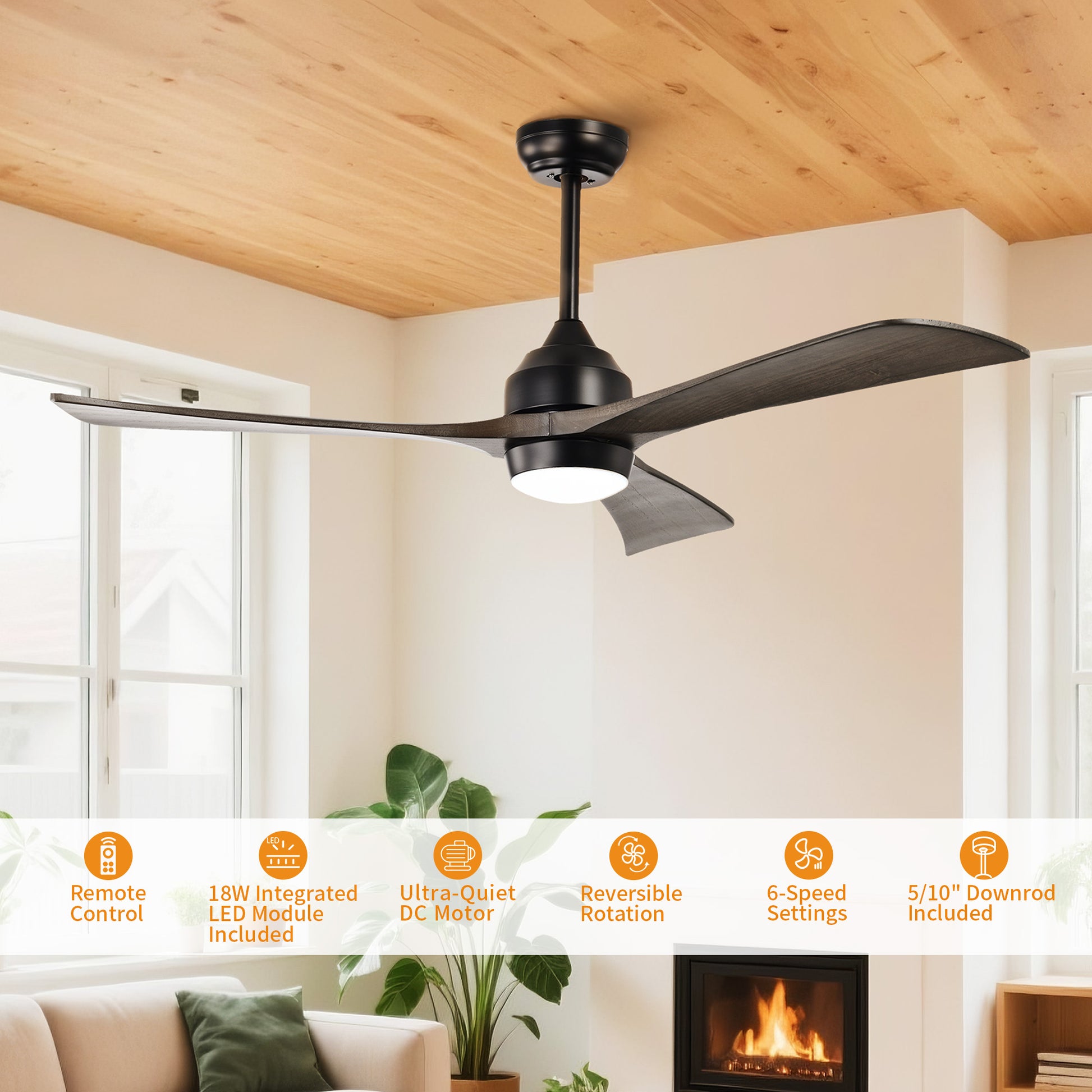 Taimei Helio 52 in. Downrod Modern Ceiling Fan with Dimmable LED with Remote Included DC Motor 3_8654f915-1127-4669-81ec-f2e4e4c8ad13