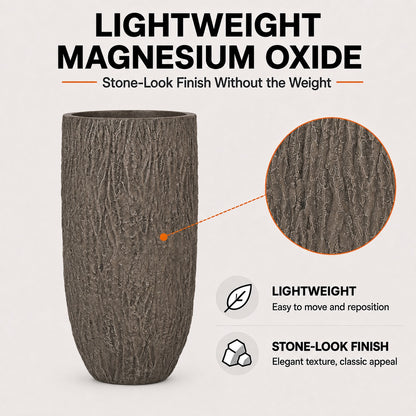 Solis 27 in. Outdoor Tall Magnesium Oxide Planter Wood