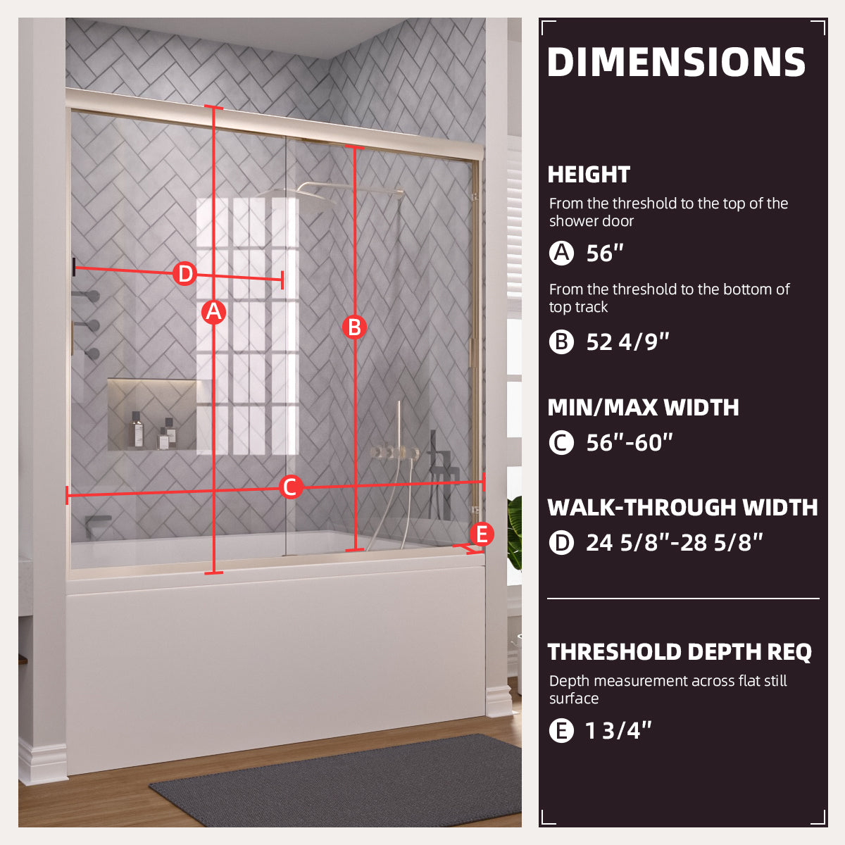 Niveal Breeze 60 in. W x 56 in. H Sliding Semi Frameless Tub Door with Clear Glass 3_91fa0d7b-a104-4a86-ba28-82ee8dfc5898