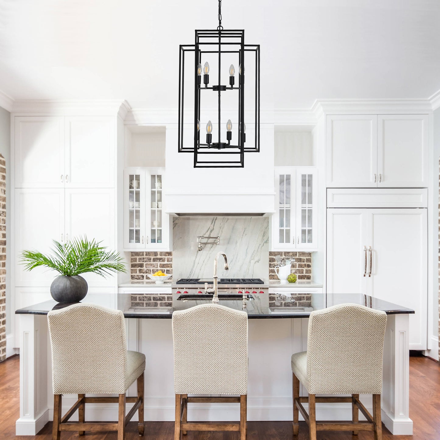 Taimei Astrale 18 in. Modern 8-Light Black Geometric Chandelier