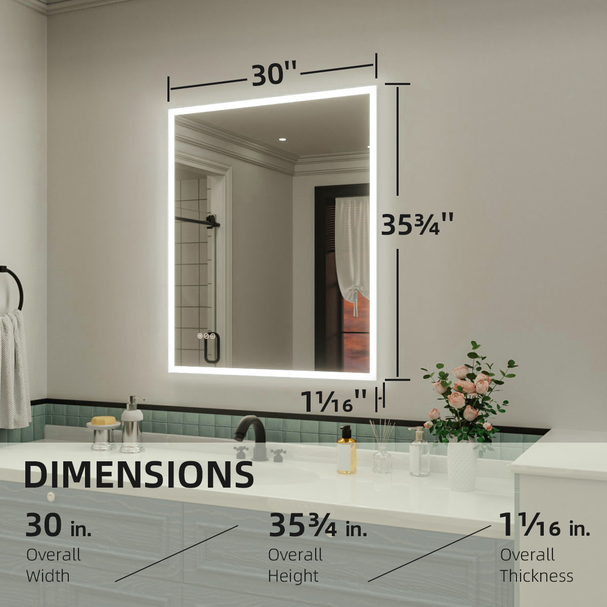 Nivorix NRMC Series Rectangular Frameless LED Wall Bathroom Vanity Mirror in Sleek Silver Finish 3_97febf67-27d8-4e87-9344-ca3520b85545