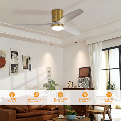 Taimei Ryme 52 in. Flush Mount Ceiling Fan with Light and Remote, DC Motor, Reversible 3_98487ad1-2ea5-4a6a-bfc0-607c82ca95b6