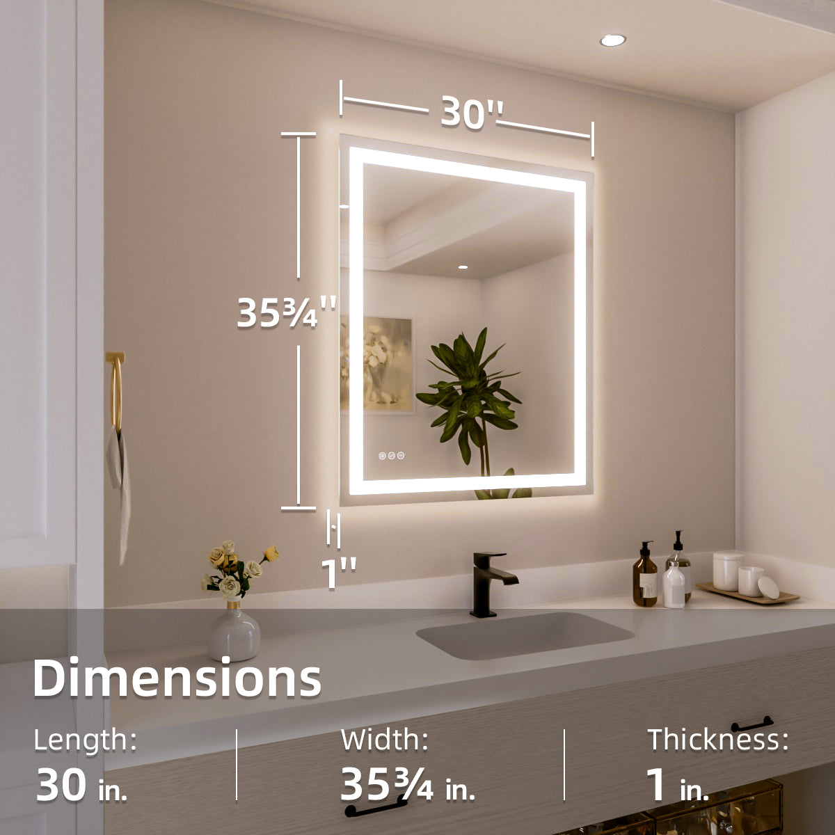 Nivorix NRPL Series Rectangular Frameless LED Wall Bathroom Vanity Mirror with Sleek Silver Finish 3_9f4f66d9-bd89-4c4c-8700-f79c22be8c68
