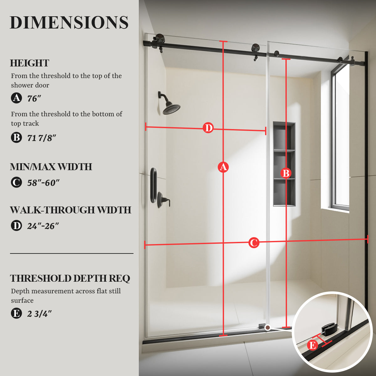 Nivorix Cryptic 60 in. W x 76 in. H Sliding Semi-Frameless Shower Door with Clear Glass 3_9f7242ba-4eb8-41c2-88c5-5d9cbcfddbce