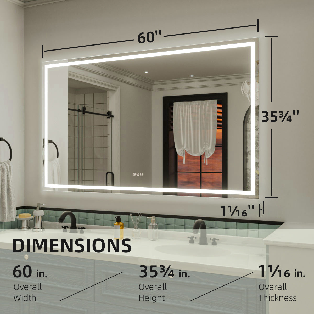 Nivorix NRMD Series Rectangular Frameless LED Wall Bathroom Vanity Mirror with Sleek Silver Finish 3_a1c226a6-f123-4a93-b773-0cf2532a30bd