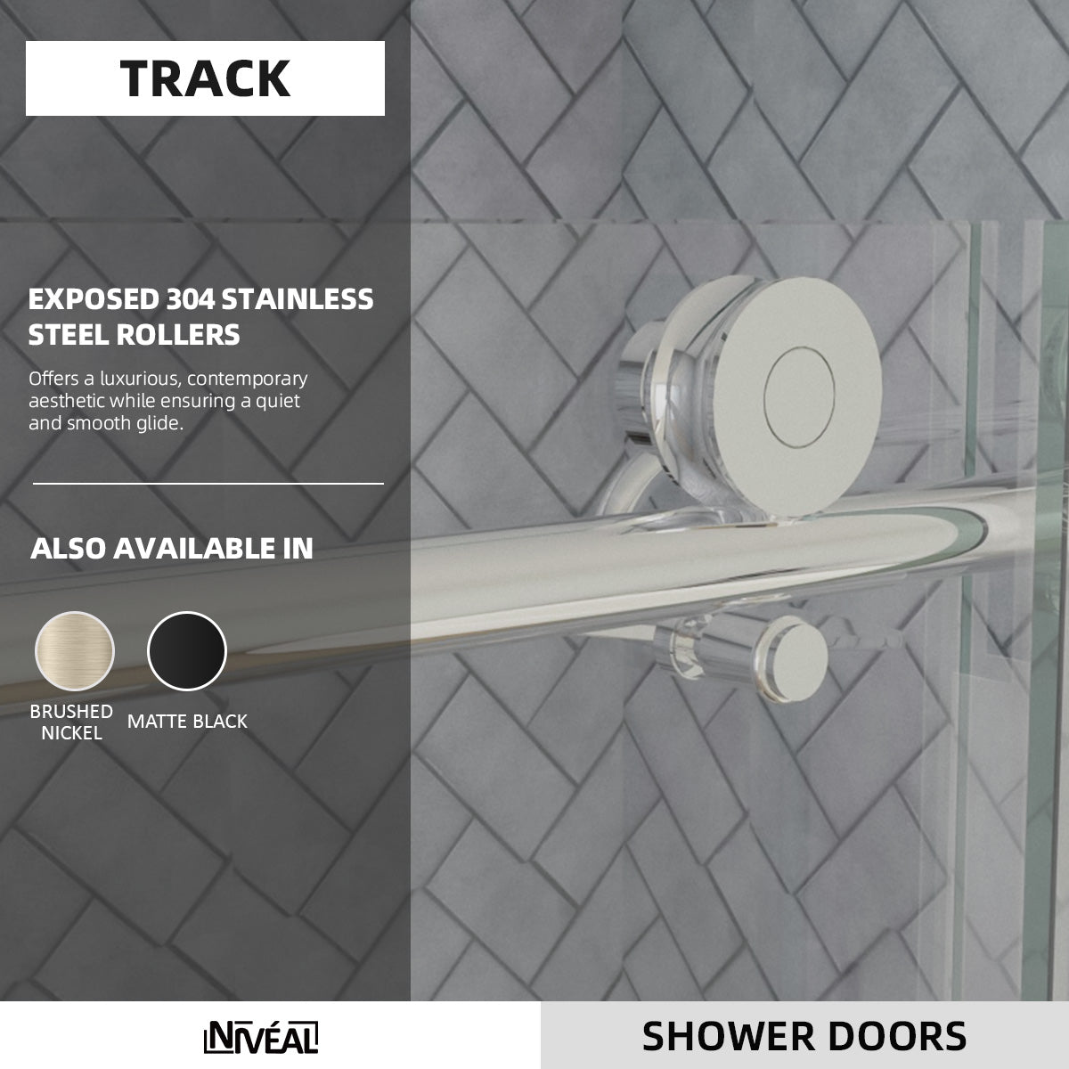 Niveal Luxe 60 in. W x 76 in. H Sliding Semi-Frameless Shower Door with Clear Glass