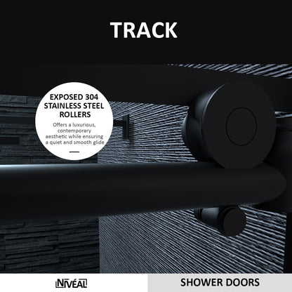 Niveal Ruhr 60 in. W x 76 in. H Sliding Semi-Frameless Shower Door in Matte Black with Patterned Glass 3_a42d9403-407b-4ea2-b097-d084ab93e3d1