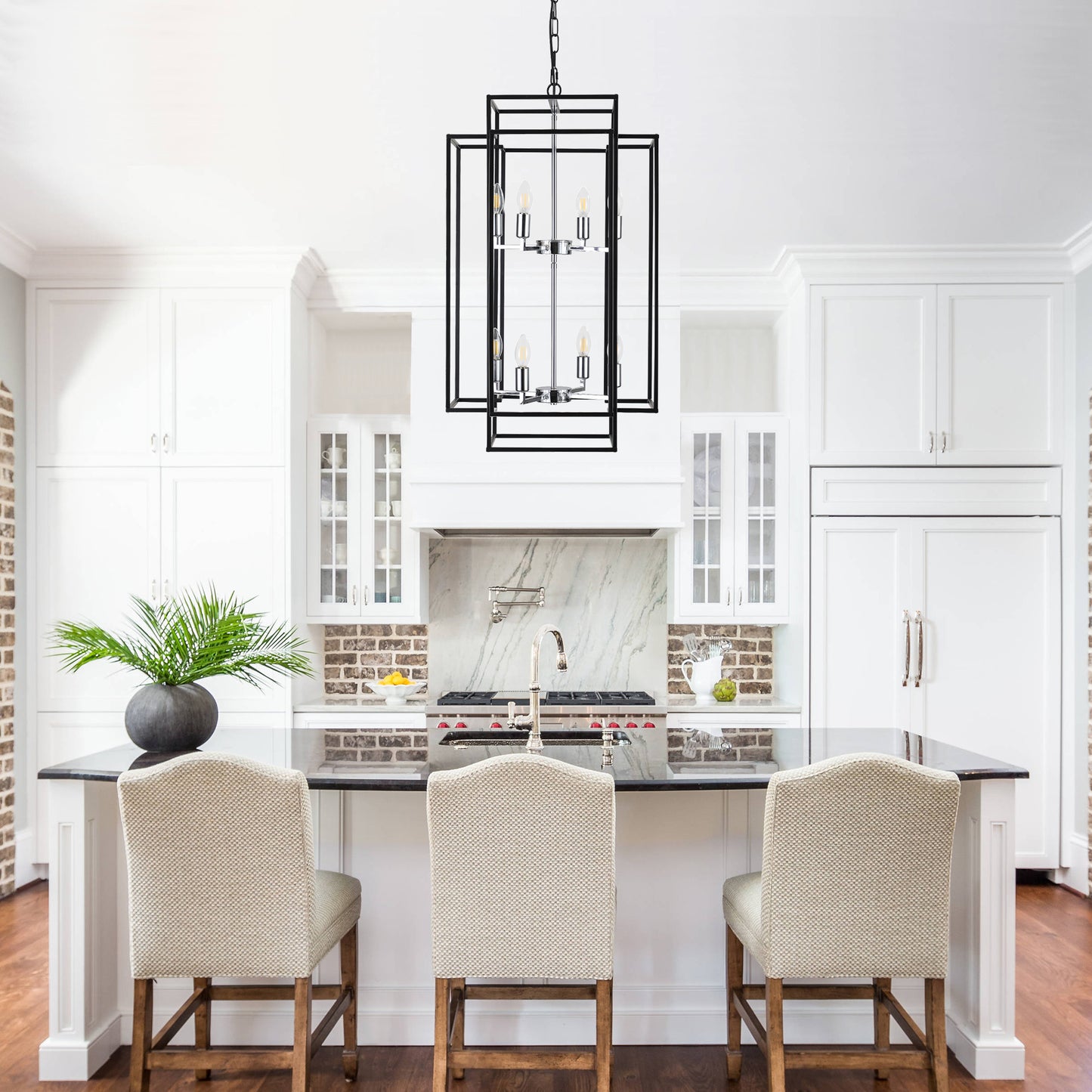 Taimei Astrale 18 in. Modern 8-Light Black Geometric Chandelier