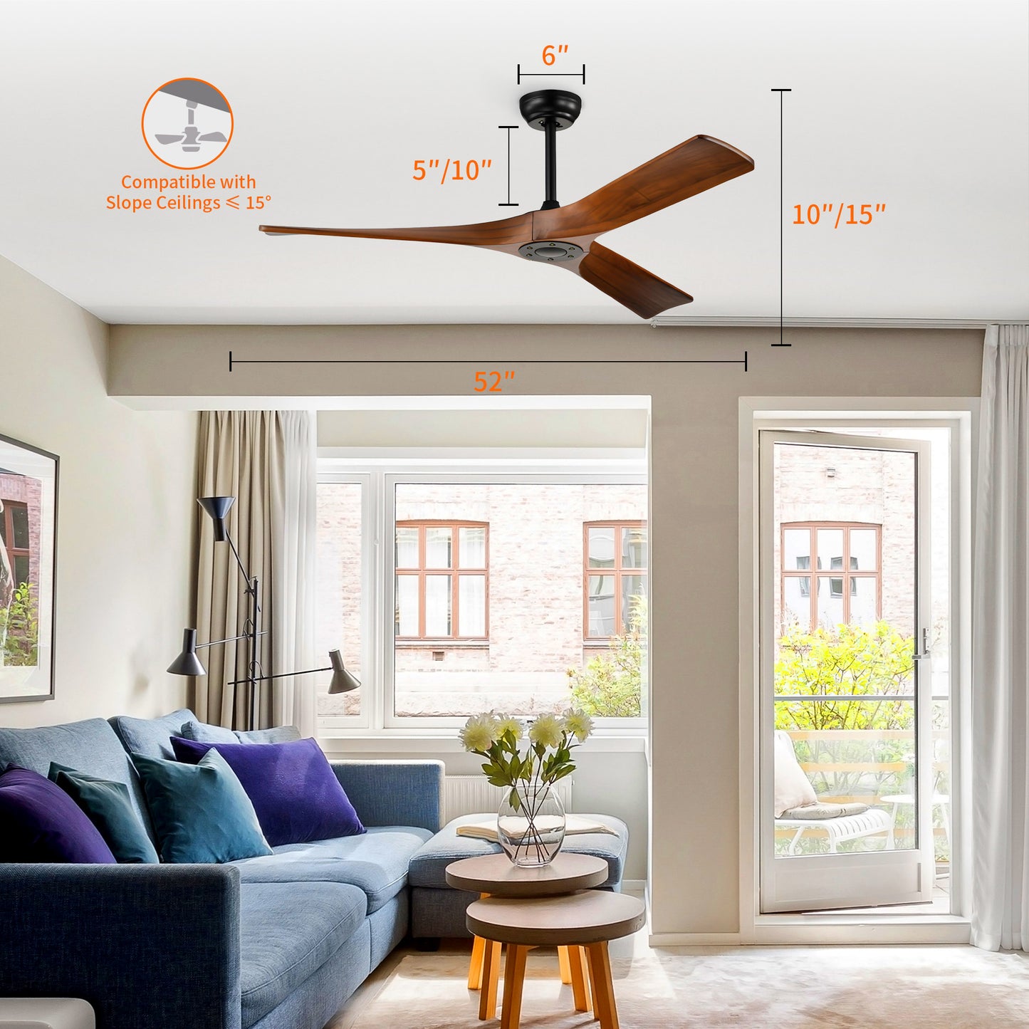 Taimei Orbis 52 in. Downrod Standard Ceiling Fan with Remote Included Reversible Solid Wood Blades 3_ad585fd4-ea45-4d06-9b0b-70edb44d3b41