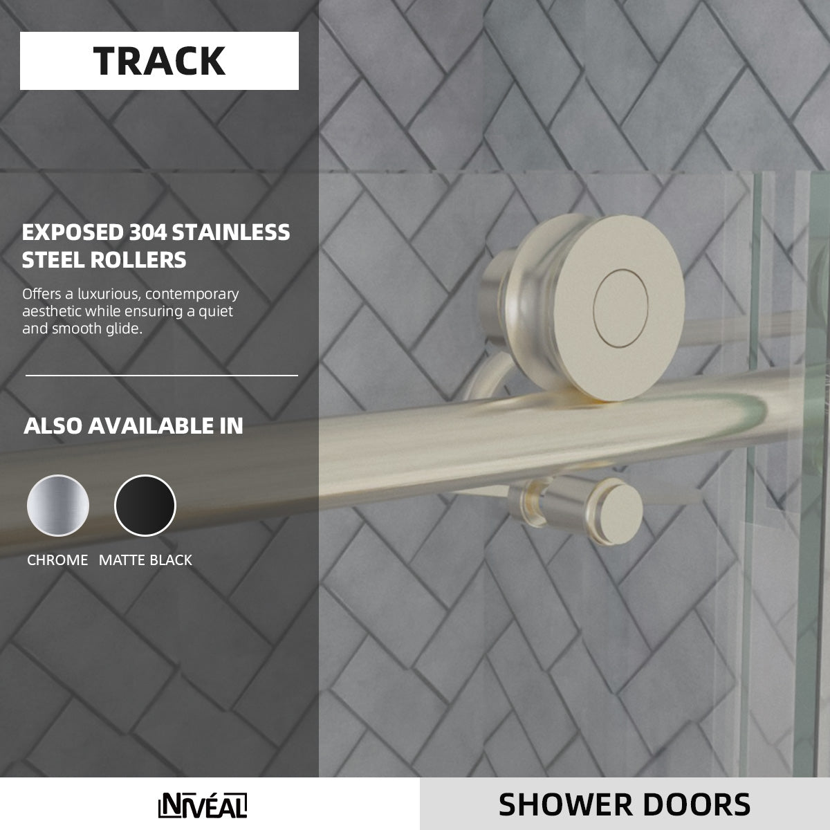 Niveal Luxe 60 in. W x 76 in. H Sliding Semi-Frameless Shower Door with Clear Glass