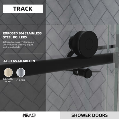 Niveal Luxe 60 in. W x 76 in. H Sliding Semi-Frameless Shower Door with Clear Glass