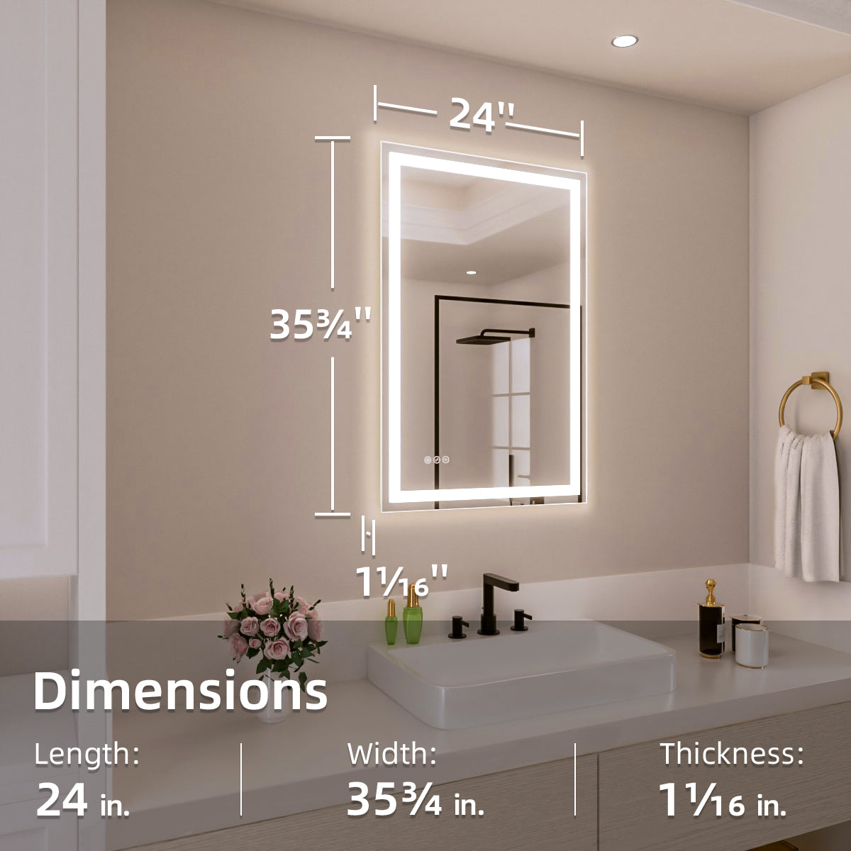 Nivorix NRMV Series Rectangular Frameless LED Wall Bathroom Vanity Mirror with Sleek Silver Finish 3_bbba9c0a-4b53-42e6-a902-2266f30df1db