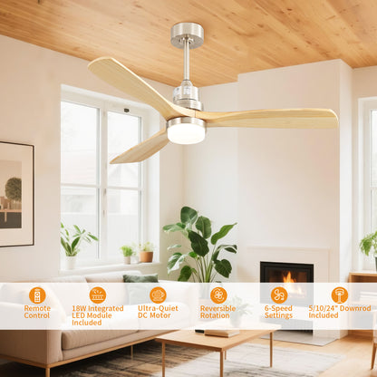 Taimei Nimis 52 in. Downrod Standard Ceiling Fan with Integrated LED with Remote Included DC Motor 3_c0013692-5af3-4af3-b45a-e5c93e79b7a2