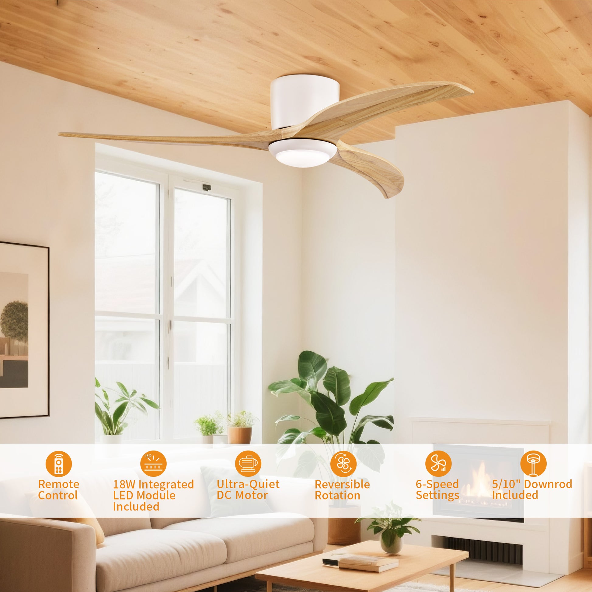 Taimei Niveu 52 in. Flush Mount Standard Ceiling Fan with Dimmable LED with Remote Included DC Motor 3_c24df81d-171e-414b-8419-79f03c194c8c