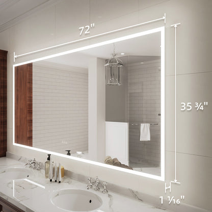 Niveal LMC Series Rectangular Frameless LED Wall Bathroom Vanity Mirror in Silver