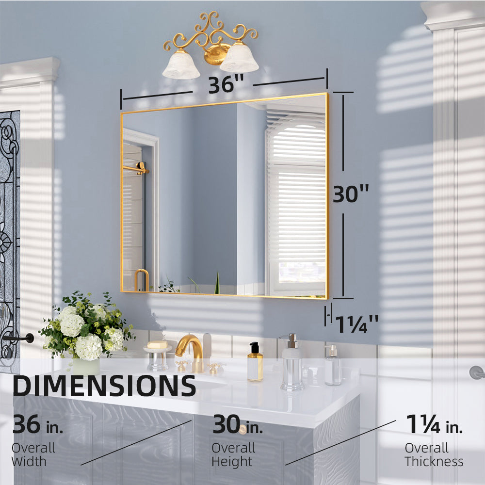 Nivorix NRZL Series Rectangular Framed Wall Bathroom Vanity Mirror in Brushed Nickel 3_cc3745b6-ac8c-4555-bb34-246e67fcac3c