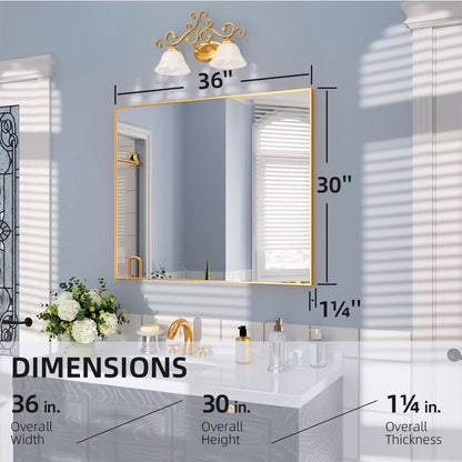 Nivorix NRZL Series Rectangular Framed Wall Bathroom Vanity Mirror in Brushed Nickel 3_cc3745b6-ac8c-4555-bb34-246e67fcac3c