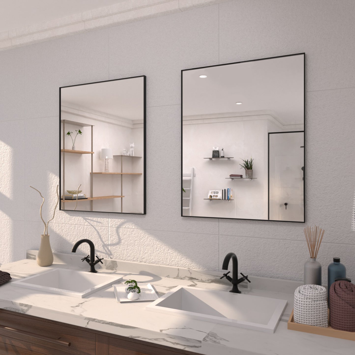 TaiMei 24 in. W x 30 in. H Rectangular Framed Bathroom Vanity Mirror 3_ccd4e930-b5fc-4698-a60f-f81d8d1f843e