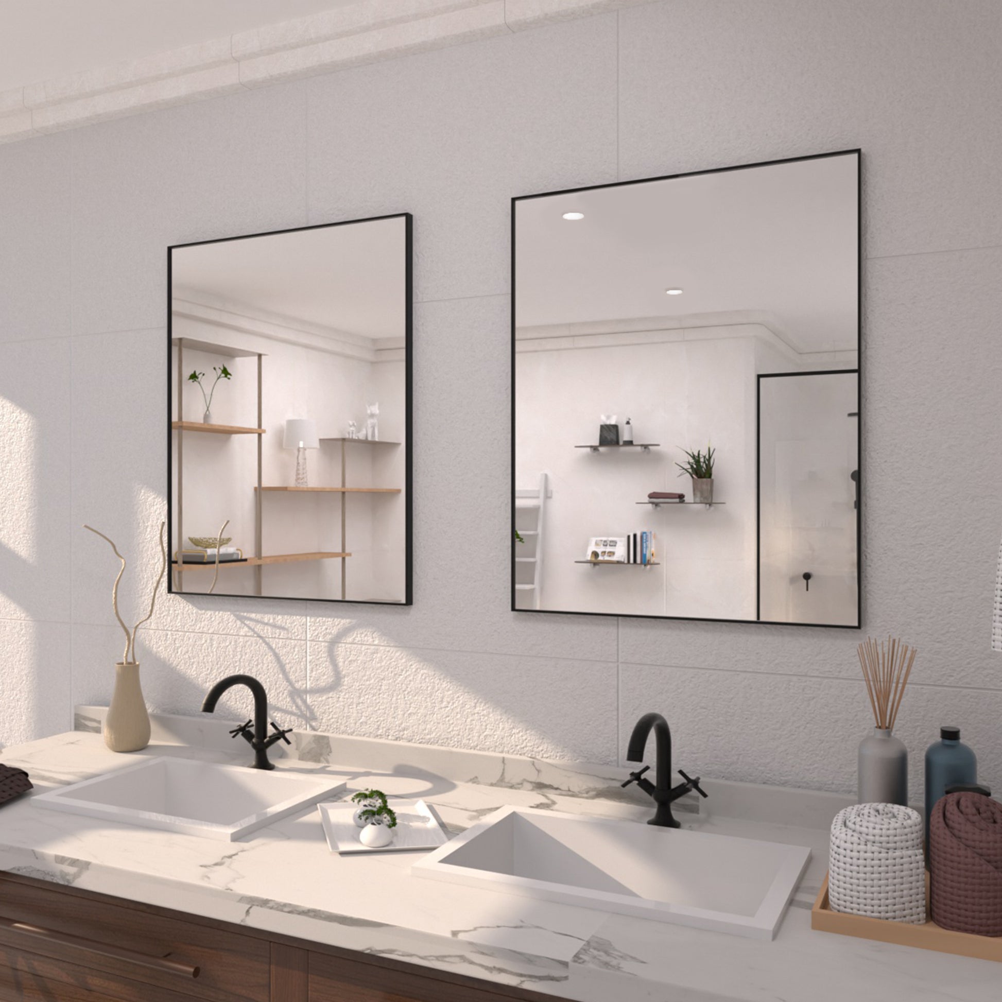 TaiMei 24 in. W x 30 in. H Rectangular Framed Bathroom Vanity Mirror 3_ccd4e930-b5fc-4698-a60f-f81d8d1f843e