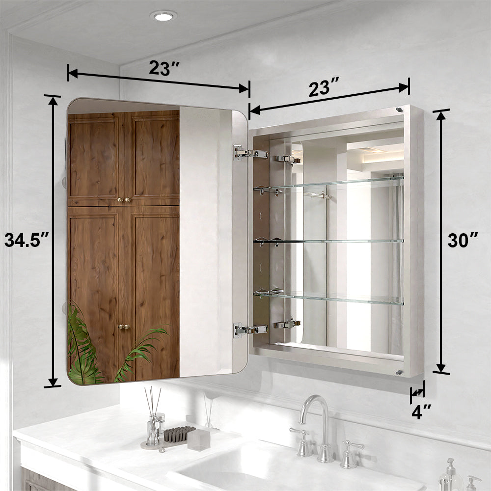 Verve Frameless Recessed or Surface-Mount Rectangular Aluminum Medicine Cabinet with Mirror in Brushed Nickel 3_d3f34a78-fee3-4795-9869-89694d237277