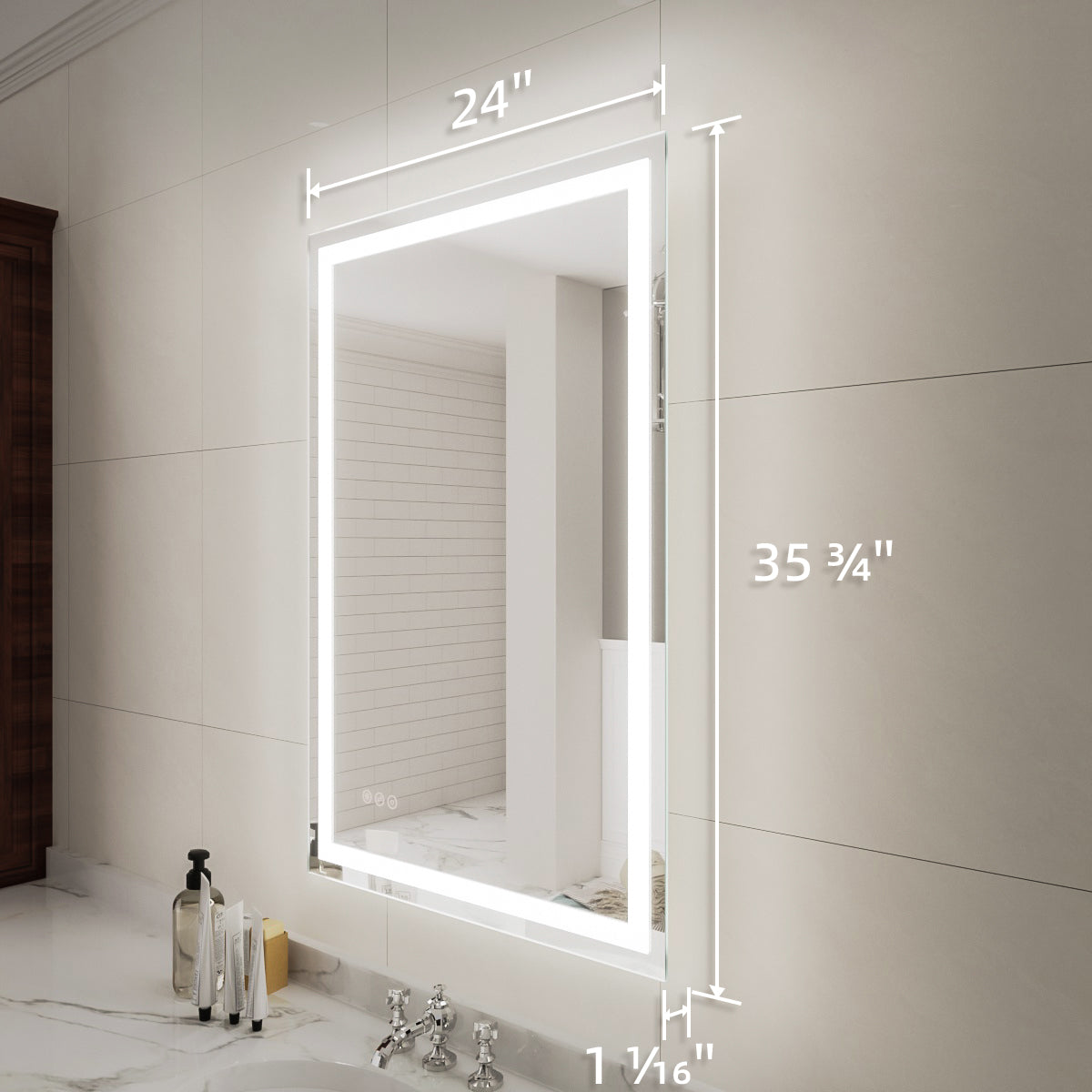 Niveal LMV Series Rectangular Frameless LED Wall Bathroom Vanity Mirror in Silver 3_d61d65f8-350c-446f-b74c-a943f74b1033