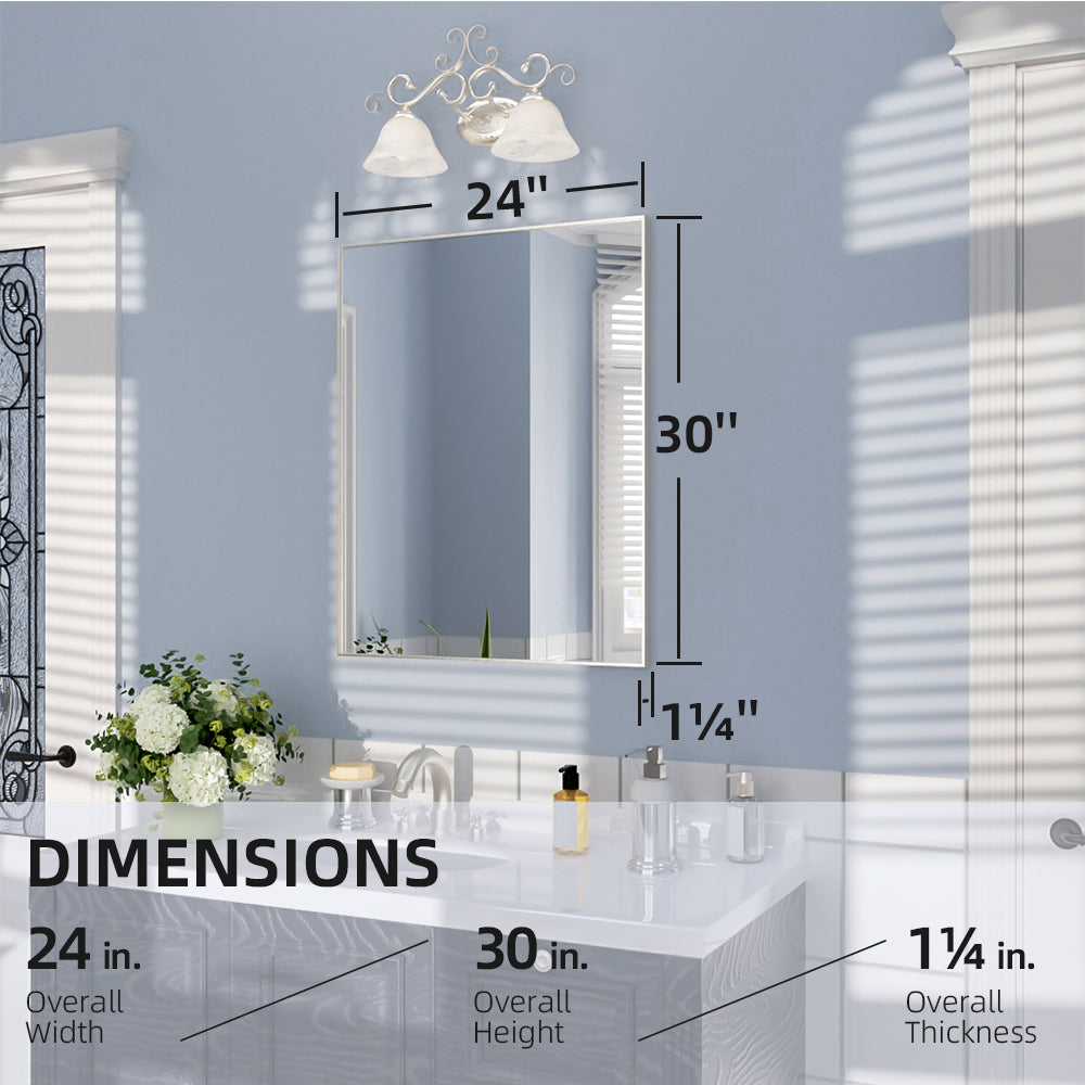 Nivorix NRZL Series Rectangular Framed Wall Bathroom Vanity Mirror in Brushed Nickel 3_d9527aa2-8b0e-4691-abbf-0fb628c6da53