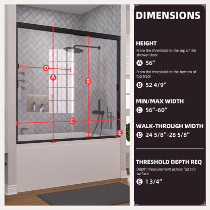 Niveal Breeze 60 in. W x 56 in. H Sliding Semi Frameless Tub Door with Clear Glass 3_db37b618-4712-4fff-bb0c-7e3ca613a039