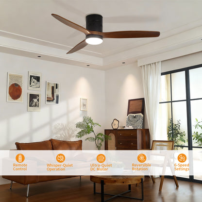 Taimei Ryme 52 in. Flush Mount Ceiling Fan with Light and Remote, DC Motor, Reversible 3_dedadbf1-184a-46bb-b445-358290e5fa1f